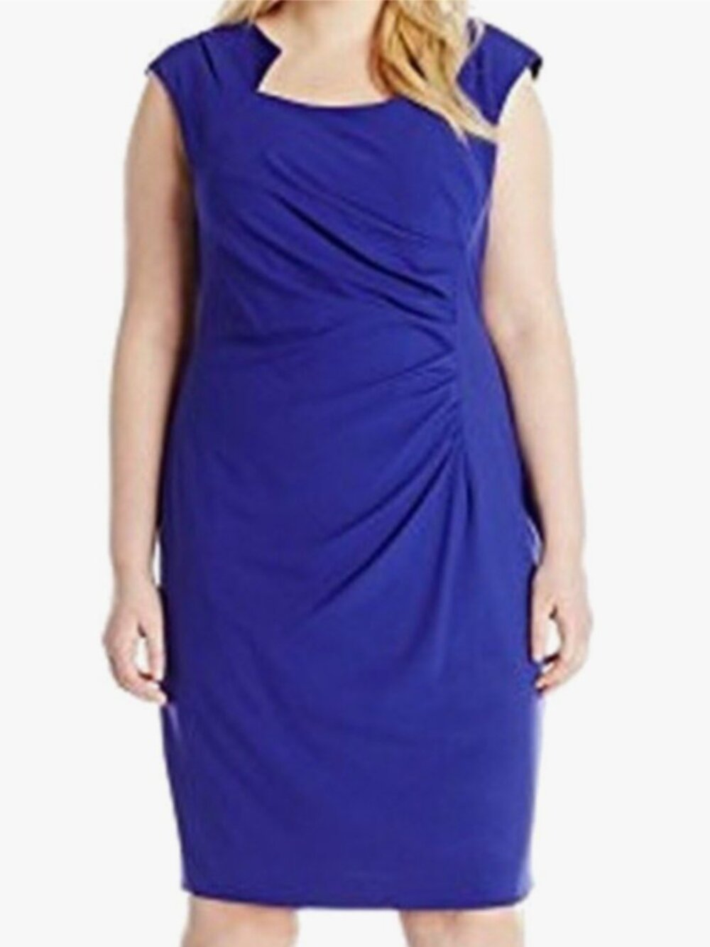 NEW Calvin Klein Women's Cap-Sleeve Side-Rouched Sheath Byzantine Dress, 14 Plus